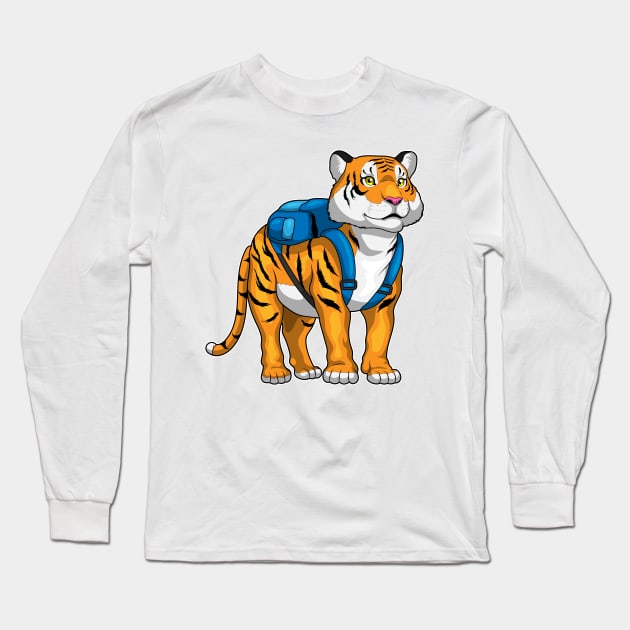 Tiger Pupil Backpack School Long Sleeve T-Shirt by Markus Schnabel